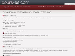 Détails : Cours particuliers de maths